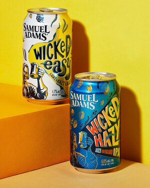 Two cans of Samuel Adams Wicked line of beers