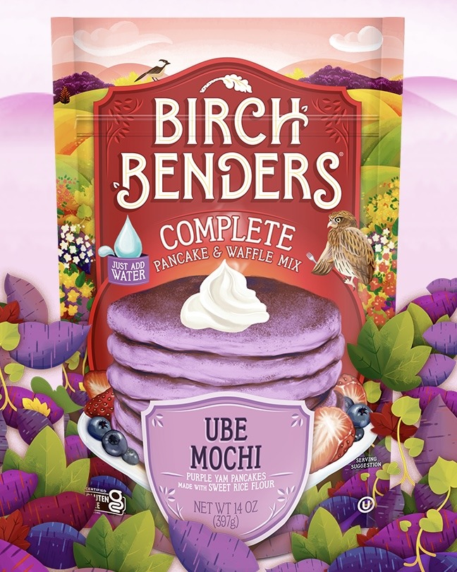 Birch Benders' latest release, Ube Mochi Pancake & Waffle Mix